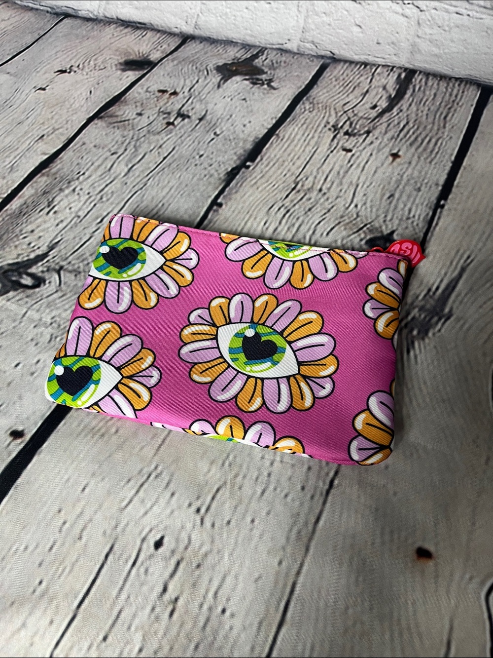 ipsy Pink Floral Eye-Print Cosmetic Pouch